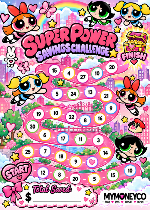 Powder Puff Girls A6 Binder with Matching Savings Challenges